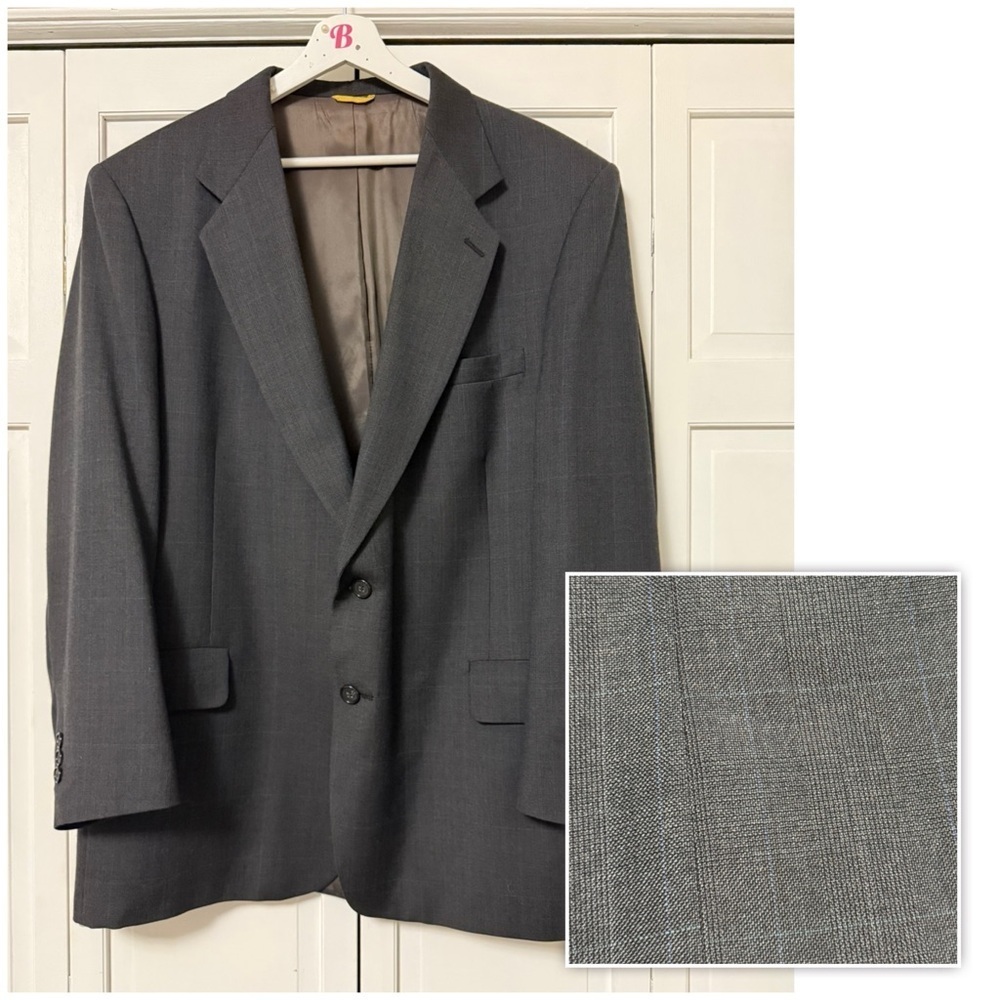 Sterling & Hunt Premier Edition Men’s Chest 46 inches Blazer Dark Gray Plaid
